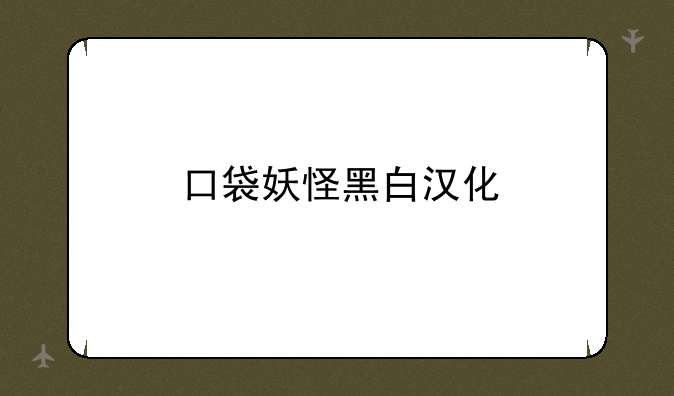 口袋妖怪黑白汉化