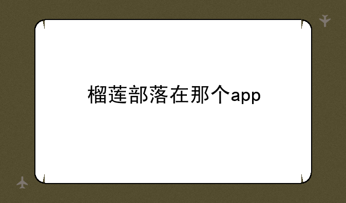 榴莲部落在那个app
