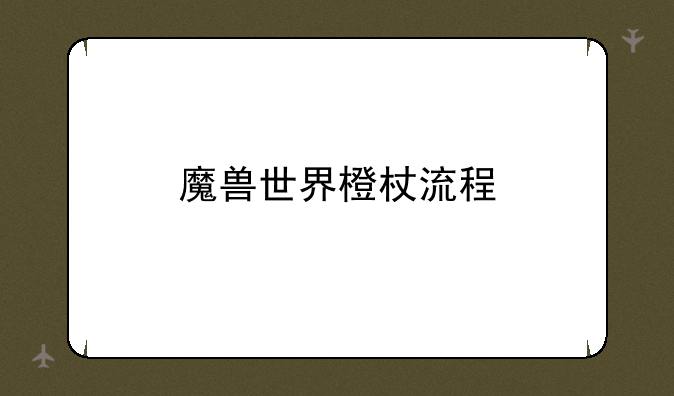 魔兽世界橙杖流程