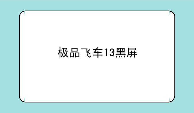 极品飞车13黑屏