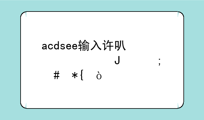 acdsee输入许可证密钥怎么办？