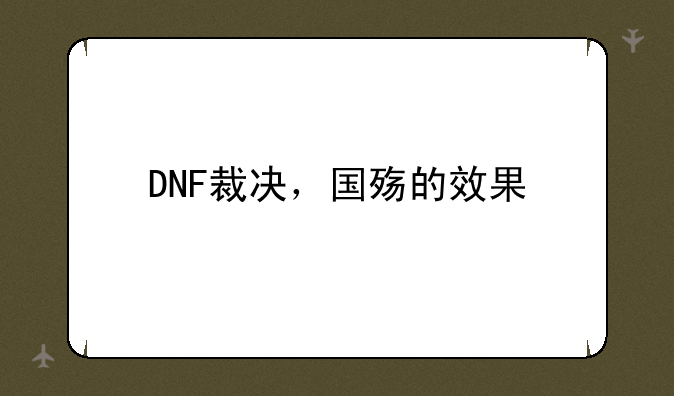 DNF裁决，国殇的效果