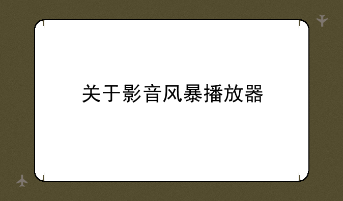 关于影音风暴播放器