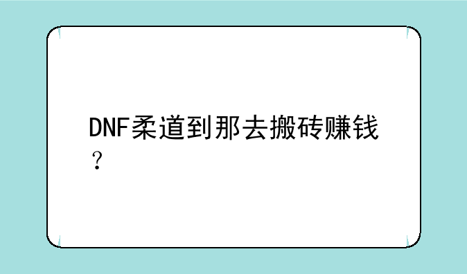 DNF柔道到那去搬砖赚钱？