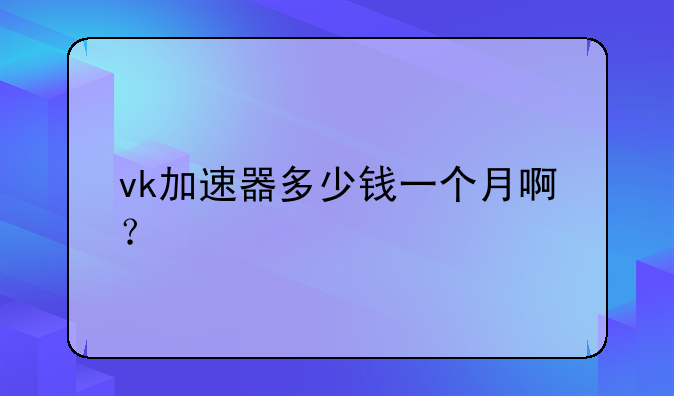 vk加速器多少钱一个月啊？