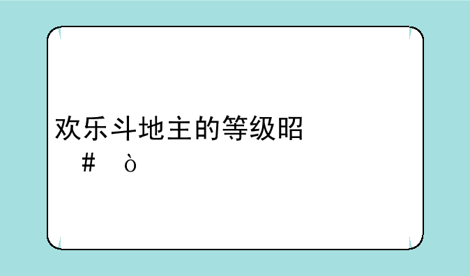 欢乐斗地主的等级是什么？