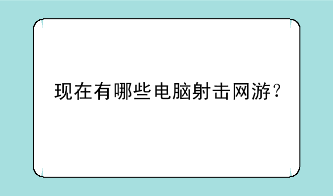 现在有哪些电脑射击网游？