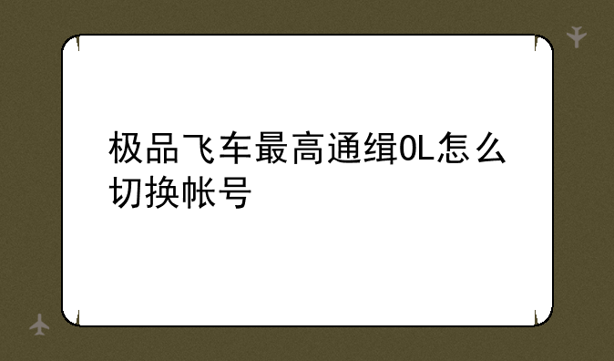 极品飞车最高通缉OL怎么切换帐号