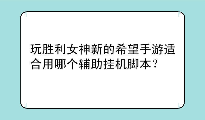 玩胜利女神新的希望手游适合用哪个辅助挂机脚本？