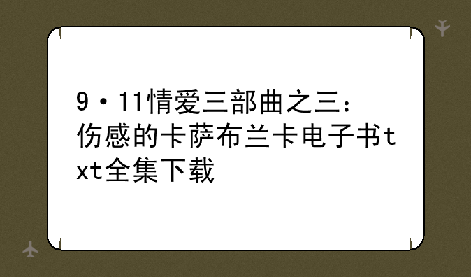 9·11情爱三部曲之三：伤感的卡萨布兰卡电子书txt全集下载