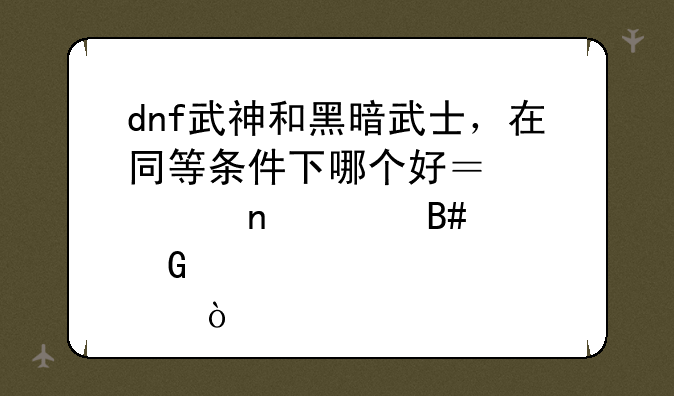 dnf武神和黑暗武士，在同等条件下哪个好？那个更适合平民点？