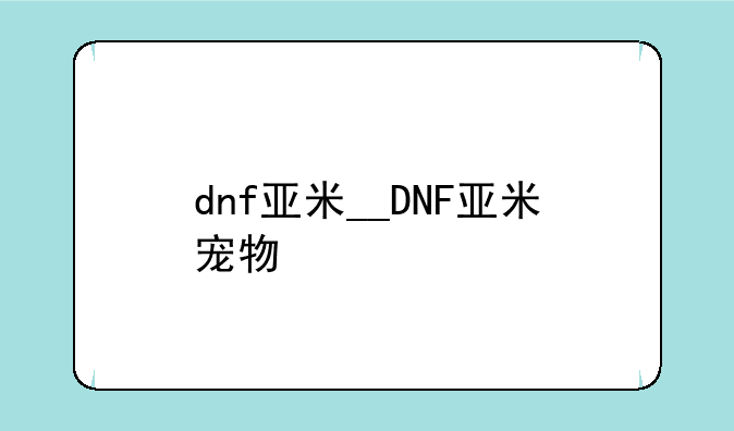 dnf亚米__DNF亚米宠物