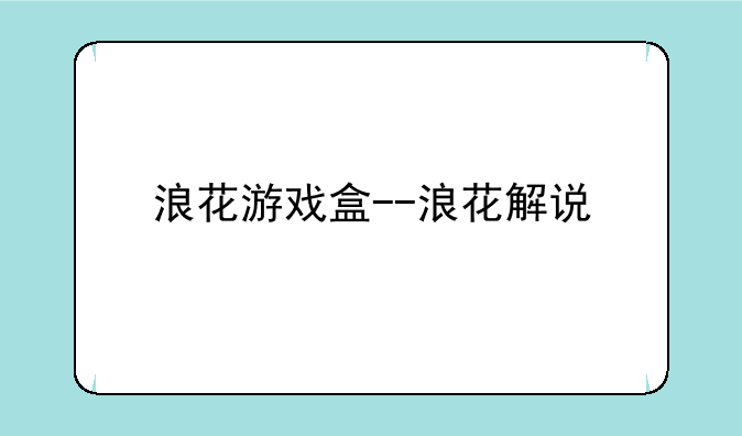 浪花游戏盒--浪花解说