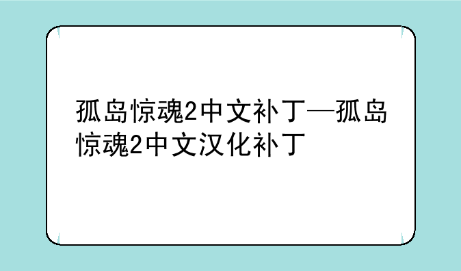孤岛惊魂2中文补丁—孤岛惊魂2中文汉化补丁