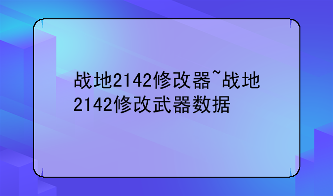 战地2142修改器~战地2142修改武器数据